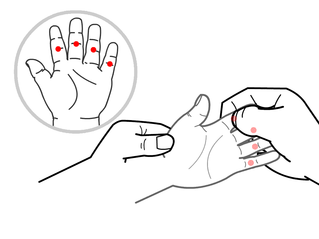 教大家一个祛积食、消头痛的按摩方法：掐四缝穴