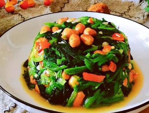 补血推荐食谱【凉拌菠菜花生米】